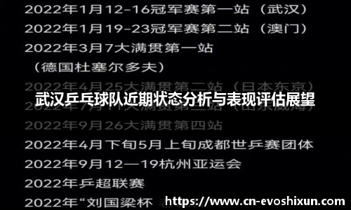 武汉乒乓球队近期状态分析与表现评估展望